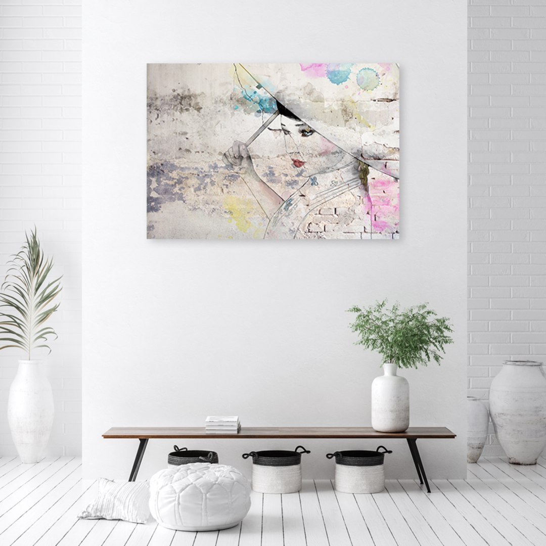 Emaga Obraz na płótnie, Gejsza trzymająca parasol - 100x70